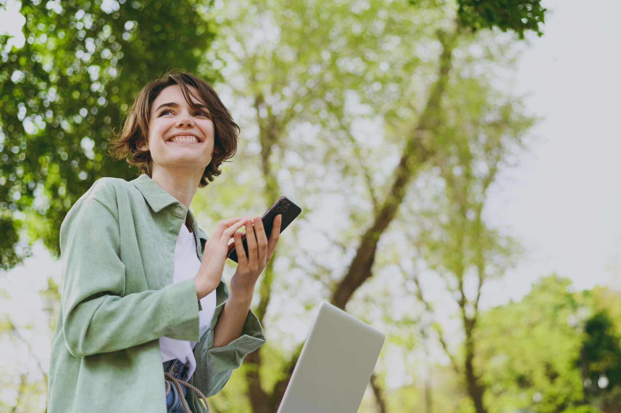 Person looking optimistic about their future